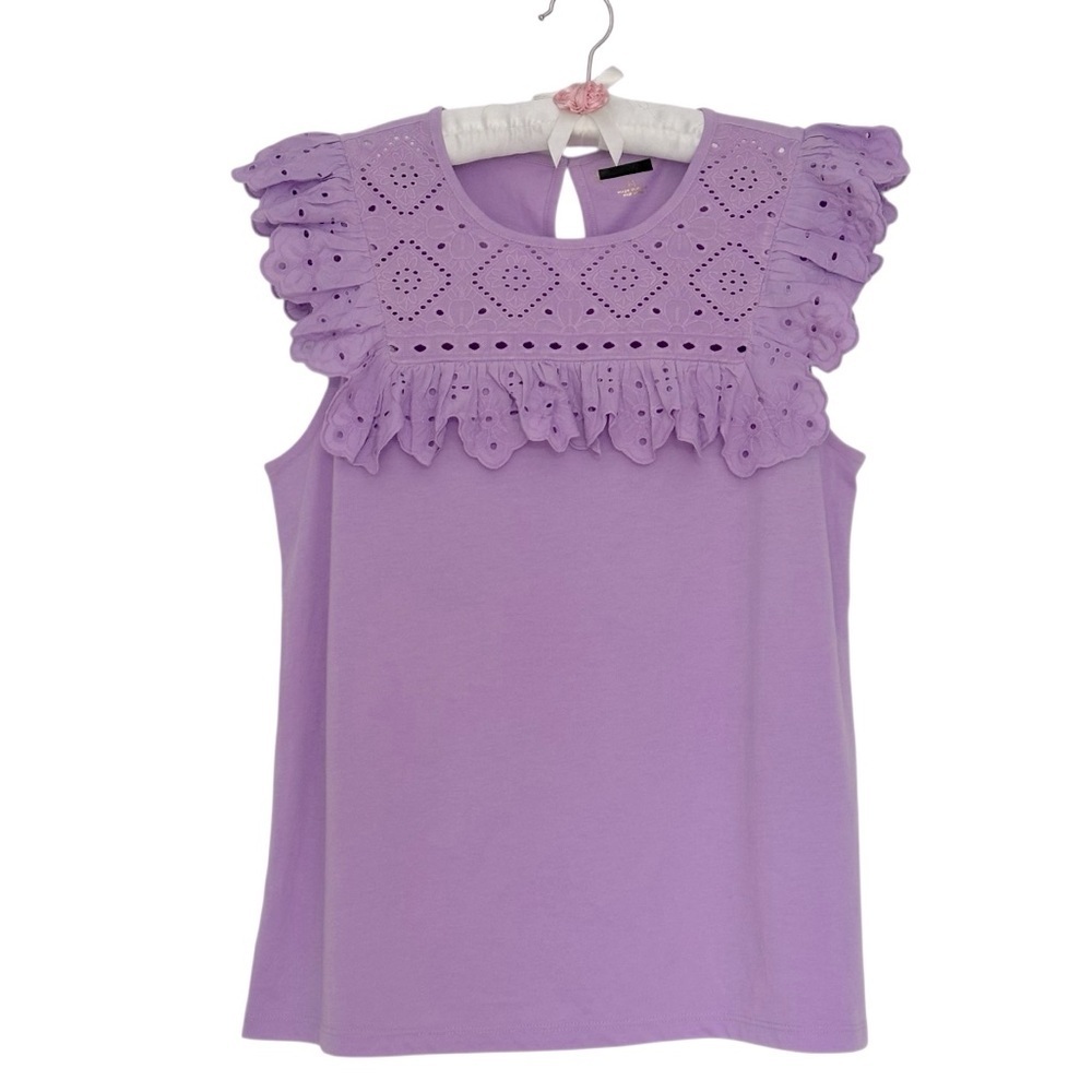 NEW LILLY PULITZER Bev Top in Purple Iris Sleeveless Eyelet Detail Size Medium - Picture 4 of 9